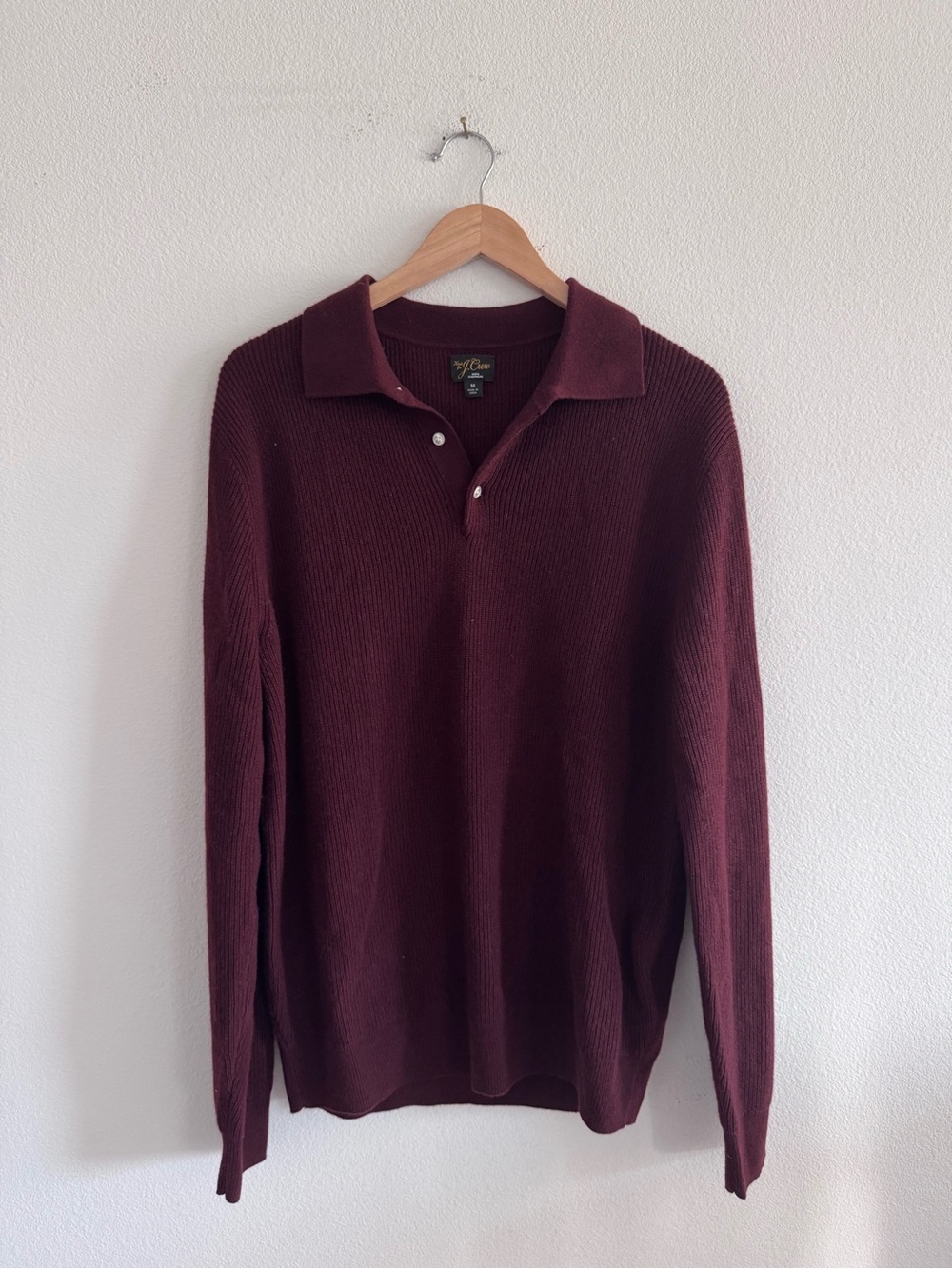 NWOT J Crew Men’s Cashmere Ribbed Sweater Polo Size M